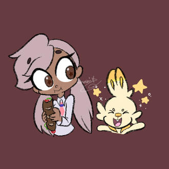 My trainer with a shiny Scorbunny